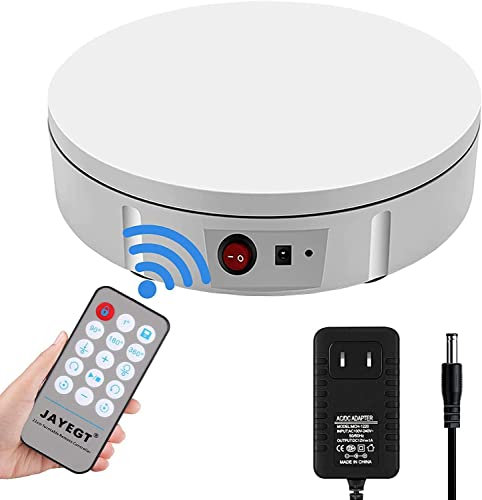 YJKKZQLB Plato Giratorio eléctrico Profesional motorizado de 30 cm/11,8 Pulgadas con Soporte de exhibición Giratorio con Control Remoto (Blanco)