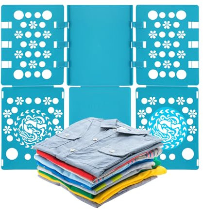Plieuse Linge, Planche à Plier le Linge Pliage Vetement Chemise Pulls tee-shirt pour Adultes et Enfants-Dispositif de Pliage Robotisé pour Chemises, T-Shirts et Pantalons - Bleu