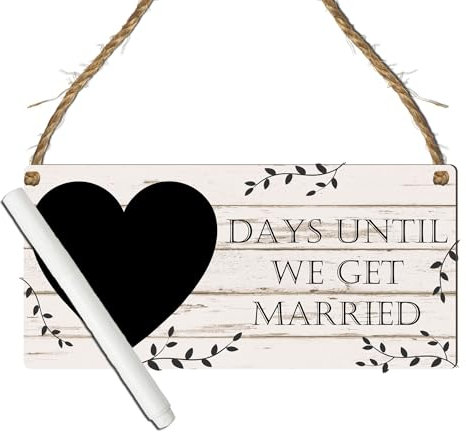 Countdown Chalkboard Wedding Plaque: A Beautiful Engagement Gift for the Fiance, Mr. & Mrs. Bride-To-Be - Days Until We Get Married Sign, Wedding Countdown (Mdf Wood Indoor Use Only, With Pen)