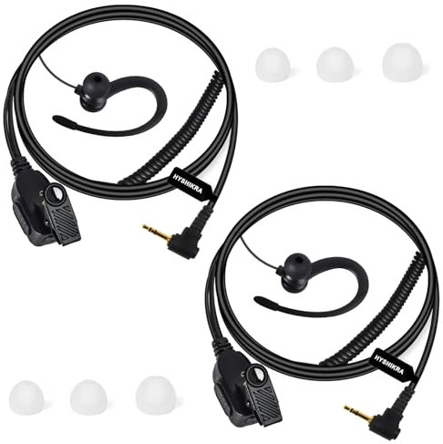 HYSHIKRA Funkkopfhörer Sicherheits-Headset Kompatibel mit Motorola TLKR-T60 T80 T82 T-92 H2O T80 Extreme T82 Extreme Sprechfunkgerät, Leichtgewicht, G-Form mit Mikrofon (schwarz, 1 Pack)