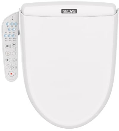KERDE 08Smart Electric Bidet Toilet Seat, Heated Elongated Bidet Seat with Warm Water, Air Dryer, Adjustable Temperature, Night Light, Self-Cleaning Nozzle, Easy Installation, Fits Most Toilets