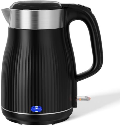 QEXREED Electric Kettle Stainless Steel 1.8L, Kettles Electric with Keep Warm Function, 1500W-1800W Rapid Boil, Auto Shut-Off and Boil-Dry Protection, Black