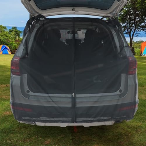 Whemyreat Universal Auto Heckklappe Fliegengitter,156x150cm Magnetische Fliegengitter-Moskitonetz für die Hintertür mit Reißverschluss,Insektennetz Mesh Anti-Moskito Net für Vans,Wohnmobile