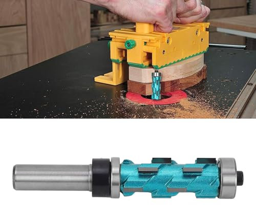 Carbide Compressiom Flush Trim Router Bit, 12mm Shank Double Bearing Spiral Trimmer, 43mm Cutting Length 19mm Cutting Diameter