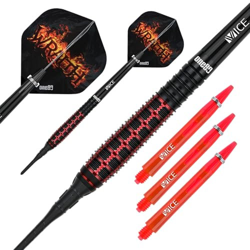 ONE80 Soft Dart Wraith VHD 90% Tungsten Softtip Dart Softdart Dartpfeile Set mit Schäften und Flights Hochwertige Tungsten Softdarts (Barrel 01, 18 Gramm)