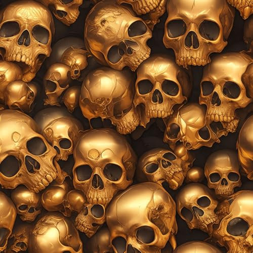 Wandbelag selbstklebend Kreativer Gothic-Totenkopf in Schwarz und Gold Kontaktpapier Retro-Totenkopf Klebefolie Möbel Muster Tapete Möbelfolie Selbstklebend für Schrank Tapete Schlafzimmer Muster