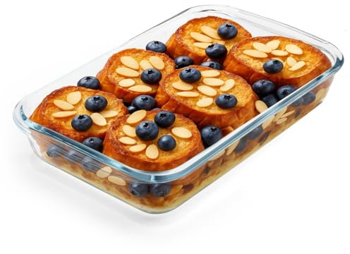 APOMOONS Bandeja Horno Cristal, Plato Hondo de Vidrio para Hornear, Plato Rectangular de Vidrio para Lasaña, Transparente A Prueba de Horno (1.5L)