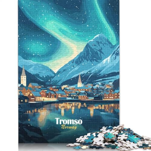 Adults And Adolescents Jigsaw Puzzle Tromso, Norway Night Sky Wooden Puzzle Jigsaws for Adults Age 14+ 1500pcs (85x57cm)