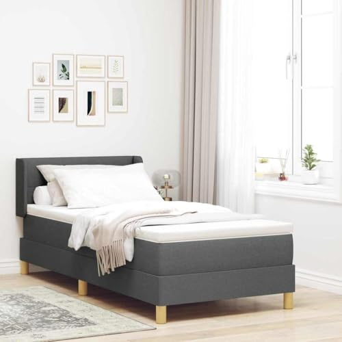 vidaXL Boxspringbett mit Matratze Dunkelgrau 90 x 200 cm Stoff, Schlafzimmer-Einrichtung, modernes Bett, höhenverstellbarer Boxspring, Bequeme Matratze, ergonomische Kopfstütze