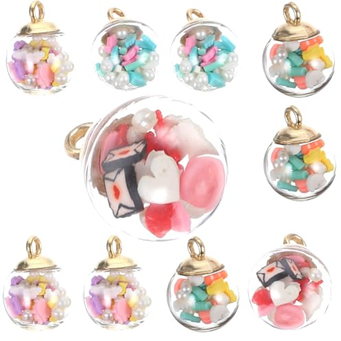 GALPADA 10 Stück Teiliges Glasanhänger Kugeln Schmuckzubehör DIY Basteln Anhänger Selber Machen Glaskugel Charms für Halskette Armband Schlüsselanhänger