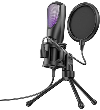 Bopfimer Desktop USB Condenser Microphone RGB for Gaming, Karaoke, Live Streaming, Video Conference