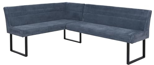 Mendler Eckbank HWC-O81, Chenille Öko-Tex Metall, 159x210cm - blau | Esszimmerbank, Bank, Stoff/Textil (310g/m²)