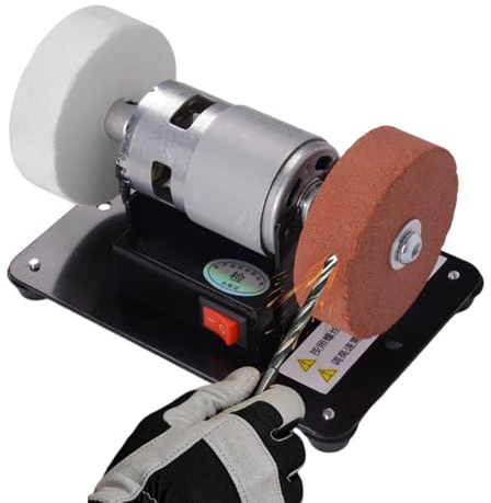 Pequeña Amoladora De Banco,Potente, Velocidad Máxima 6000 RPM, Disco 7 Cm - Máquina De Mesa Para Pulir Y Esmerilar - Para taller doméstico de metal, pulido para joyería, rectificado, modelismo y