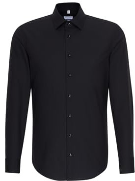 Seidensticker Herren Business-Hemd - Extra Slim Fit - Bügelfrei - Kent-Kragen - Langarm - 100% Baumwolle, Schwarz (Schwarz 39), 40 EU