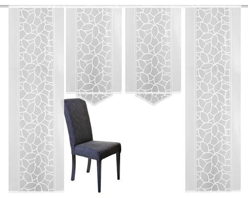 Home Fashion 4er-Set SCHIEBEGARDINEN Jacquard, weiß, 2X 245x57 cm + 2X 125x57 cm