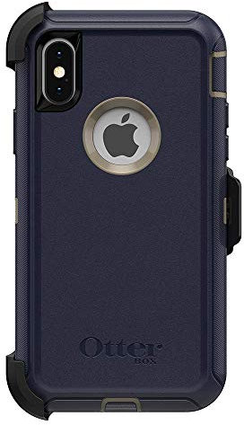 OtterBox Defender Series Bildschirmlose Schutzhülle für iPhone XS und iPhone X, frustfreie Verpackung, Dark Lake (Chinchilla/Dress Blues)