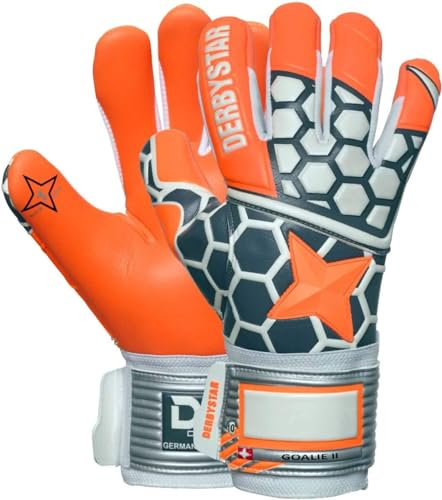 Derbystar Goalie II Handschuhe Unisex, orange Gruen Weiss, 9.5