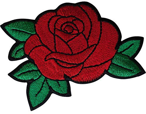 ELLU Rote Rosen-Blumen-Flecken-Eisen nähen auf gestickter Abzeichen-Kleidungs-Stickerei-Applikation