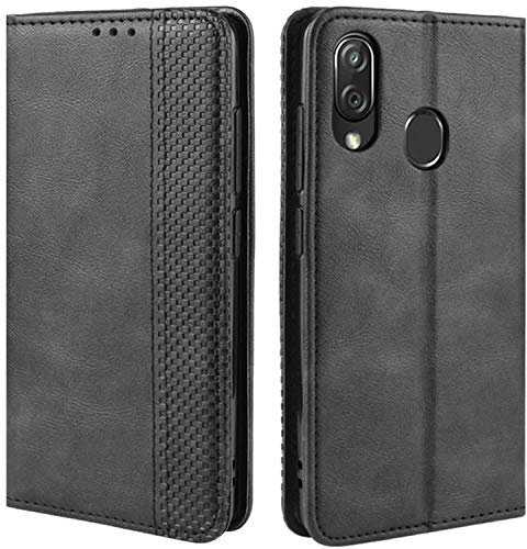 HualuBro Handyhülle für ZTE Blade V10 Vita Hülle, Retro Leder Brieftasche Tasche Schutzhülle Handytasche LederHülle Flip Case Cover für ZTE Blade V10 Vita 2019 - Schwarz