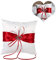 4 Farben Hochzeit Ringkissen Bowknot Stain Doppel Herzen Diamanten Hochzeit Ringkissen Inhaber Inhaber Kissen Kissen mit Bowknot(rot)
