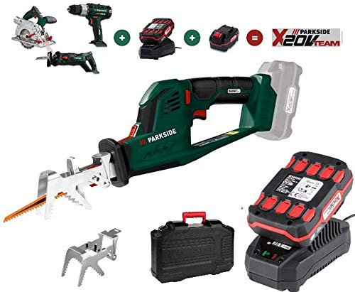 Parkside Pasa 20-Li Cordless Pruning Saw / Reciprocating Saw Continuously Controllable Stroke Number with Soft Grip Equipment (with Battery and Charger)