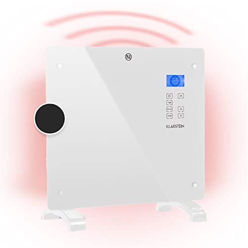 Klarstein Radiateur Electrique Mobile, Chauffage Electrique Mural 1000W à Faible Consommation d'Energie pour Maison, Salle de Bain, Convecteur, Radiateurs Electriques Silencieux, Thermostat