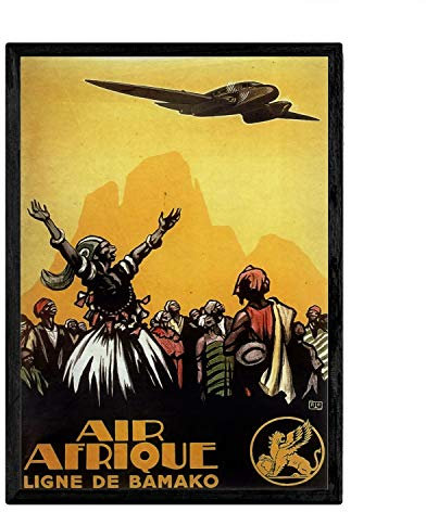 Nacnic Vintage Poster Air Afrique. Blätter für Interieur mit klassischen und antiken Werbebildern zu dekorieren. Gemälde Retro-Dekor. A3
