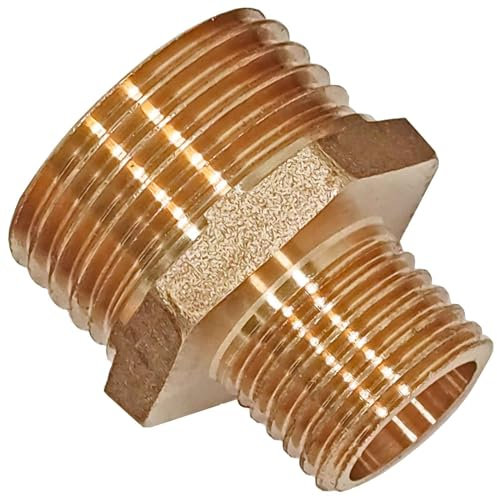 Reduzier Nippel aus Messing mit Außengewinde AG x AG 1 1/4 x 3/4 Zoll reduziert Gewinde Fitting Trinkwasser Verschraubung Reduzierung Rohr Verbindung Stück Rohr Adapter Übergang