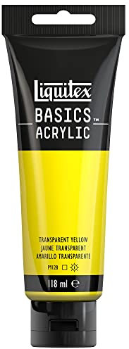 Liquitex 8870062 Basics Acrylfarbe Transparentgelb – 118ml Tube, lichtecht, mittlere Viskosität, seidenglänzend, monopigmentiert, Archivqualität