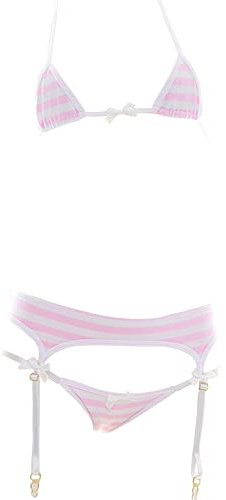 SINGUYUN Bikini sexy da donna, con reggiseno e mutandine, stile anime, per cosplay, 204 rosa, taglia unica