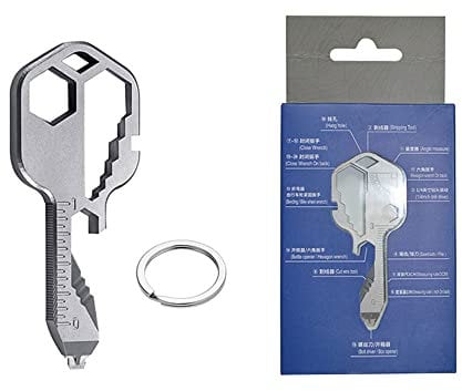 BDHI 1pc 24 in 1 Multi-Tool Key Stainless Steel Portable Tool Keychain Mini Multi-Tool Key for Men Husband Dads Employee(D35-1), Multi,silver