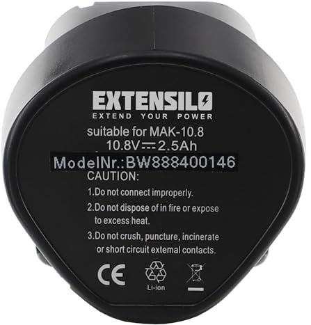 EXTENSILO Batterie Compatible avec Makita DMR107, DMR108, DT01, DT01W, DT01Z, FD01, FD01W Outil électrique (2500 mAh, Li-ION, 10,8 V)