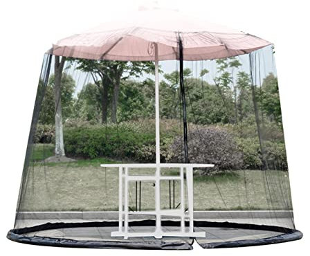 Mosquitera para Patio – Red para sombrilla con Dosel con Doble Puerta con Cremallera – Funda para jardín para Exteriores con mosquitera poliéster para sombrillas 10-11