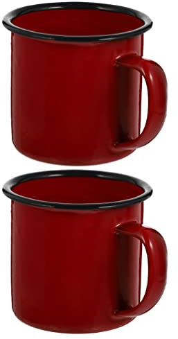 TOYANDONA 2 Stücke Retro Emaille Tasse Emaille Teetasse Kaffeebecher Milchbecher Retro Kaffeetasse Milchtasse Eisen Trinktasse Wassertasse Party Tasse für Outdoor Zuhause Camping Rot