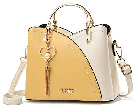 FANDARE Handtaschen für Damen Tote Beutel Umhängetaschen Wasserdicht Schultertasche Tragetasche PU-Leder Henkeltaschen mit Quaste für Arbeit Schule Shopper Reise Gelb