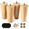 Eidoct Set of 4 Solid Wood Furniture Legs 12cm/4.72 Long - Tapered Replacement Legs with Rubber Protection Pads & Pre-Drilled M8 Screws for Bed, Table, Chair, Sofa, Footstool