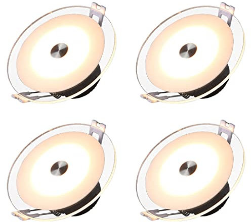 TPMAFF Focos empotrables LED, placa de guía de luz acrílica redonda, foco empotrable LED, 5 W, 500 lúmenes, luz de techo empotrable, profundidad extra delgada de 50 mm, transformador incluido, paquete