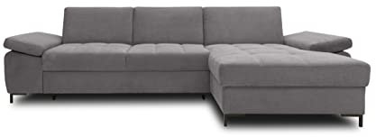 DOMO. collection Ecksofa Curacao, Schlafsofa mit Federkern und Armlehnfunktion in L-Form, Couch mit Schlaffunktion, Sofa, Polsterecke 297 x 160 x 84 cm (BxTxH), dunkelgrau