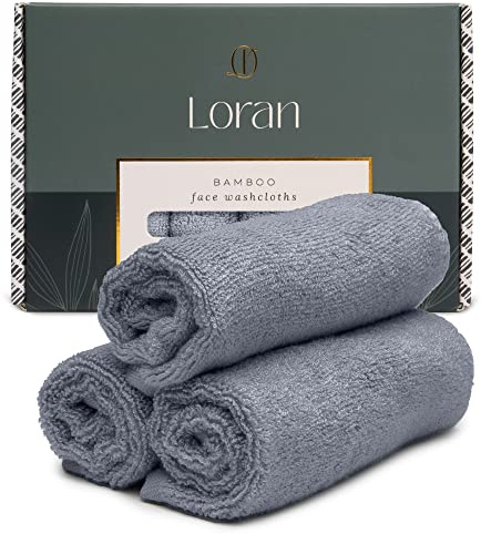 Lot de 6 débarbouillettes douces pour le visage - 100 % viscose dérivée de bambou - Sensation spa - 25,4 x 25,4 cm - Gris argenté