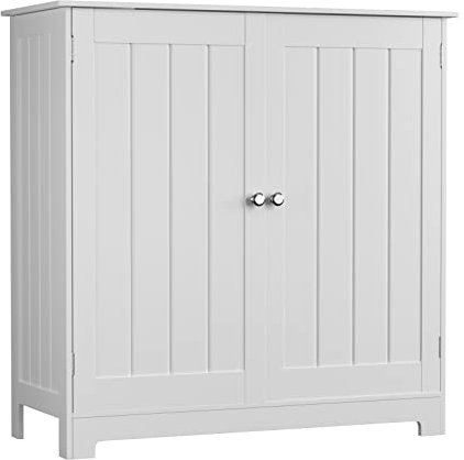 Lucn Armario para fregadero de baño, Mueble de Almacenaje con doble puerta y estante ajustable, color blanco