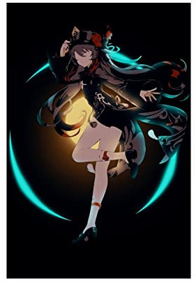 JDRC Genshin Impact Hu Tao Poster Leinwand Poster Schlafzimmer Dekor Sport Landschaft Büro Zimmer Dekor Geschenk Rahmen: 30 x 45 cm