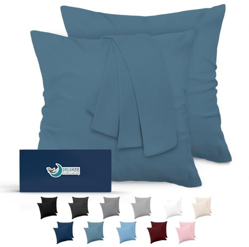 Dreamzie Kissenbezug 60x60 Blau 2er Set Mikrofaser Oeko-TEX Zertifiziert Kopfkissenbezug 60x60 Weich
