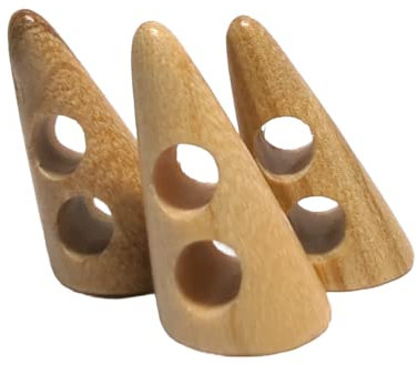 BOTIBOTON - 12 Bottone di legno d'ulivo con forma di Corno o Barile - Varie dimensioni - Legno chiaro - Accessori per il cucito - Prodotto e spedito dalla Spagna (Corno, 20 mm)