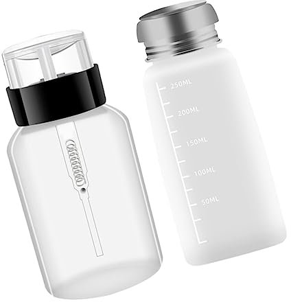 FRCOLOR 2pcs Bottled Empty Liquid Dispenser Bottle Nail Polish Remover Containers Liquid Storage Bottle Nail Polish Remover Holder Cleaning Pumping Bottle White Remover Cosmetic Pp
