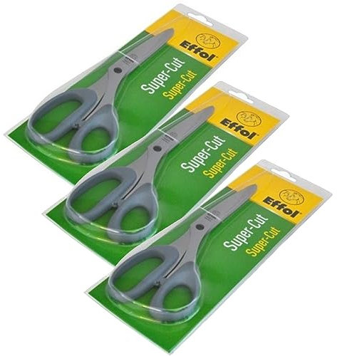 RL24 - Schere Super-Cut | Mähnenschere für Pferde | aus rostfreiem Edelstahl | Schweifschere für präzises Schneiden | Länge 21 cm | Schere für Mähnen | 3 Stück (3er Set)