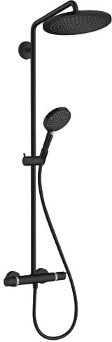 Colonne de douche thermostatique HANSGROHE Croma Select S 280 noir mat + tablette AddStoris