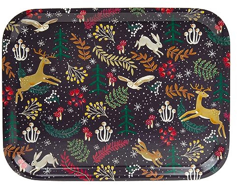 Talking Tables Rectangle Wooden Serving Tray With Winter Wonderland Design | For Afternoon Tea Coffee, Drinks l Sandwiches | Birch wood From Sweden | Dishwasher Safe | Size: W27cm x H20cm