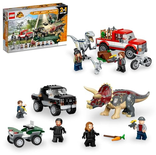 LEGO Jurassic World Dino Combo Pack 2-in-1 Triceratops und Velociraptor Geschenkset (66774, 391-teilig)