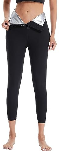 DAILISHA Sauna Schweiß Shapewear Shorts Hosen Oberschenkel Trainer für Frauen Gewichtsverlust hohe Taille Thermal Workout Running Fitness (DE/NL/SE/PL, Alphanumerisch, L, Regular, Regular, Leggings)