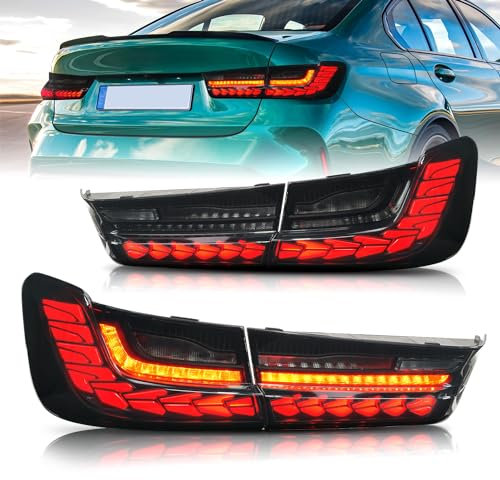 Archaic Rückleuchten kompatibel mit BMW 3 Series G20 G80 M3 GTS 330i 340i 2019-2021, mit Animation DRL,Geräuchert,Mit E-Prüfzeichen